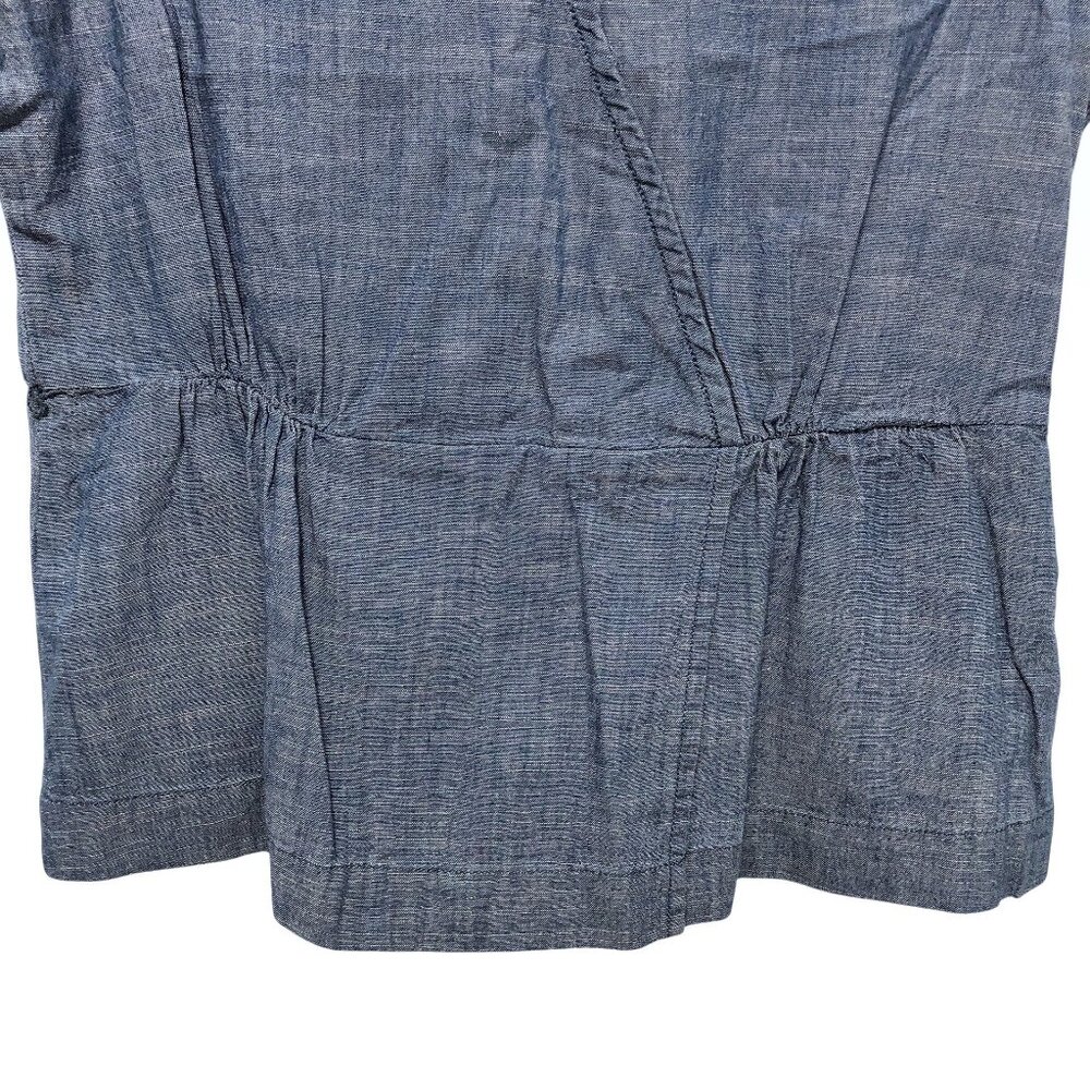 J.Crew Solid Chambray V-Neck Flutter Short Sleeve… - image 5